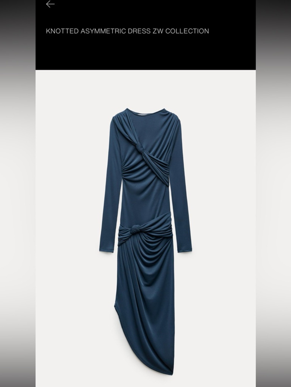 Zara KNOTTED ASYMMETRIC DRESS ZW COLLECTION XS